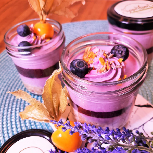 Törtchen im Glas "Heidelbeere-Lavendel", 140g | Vegan, zuckerfrei & Rohkost